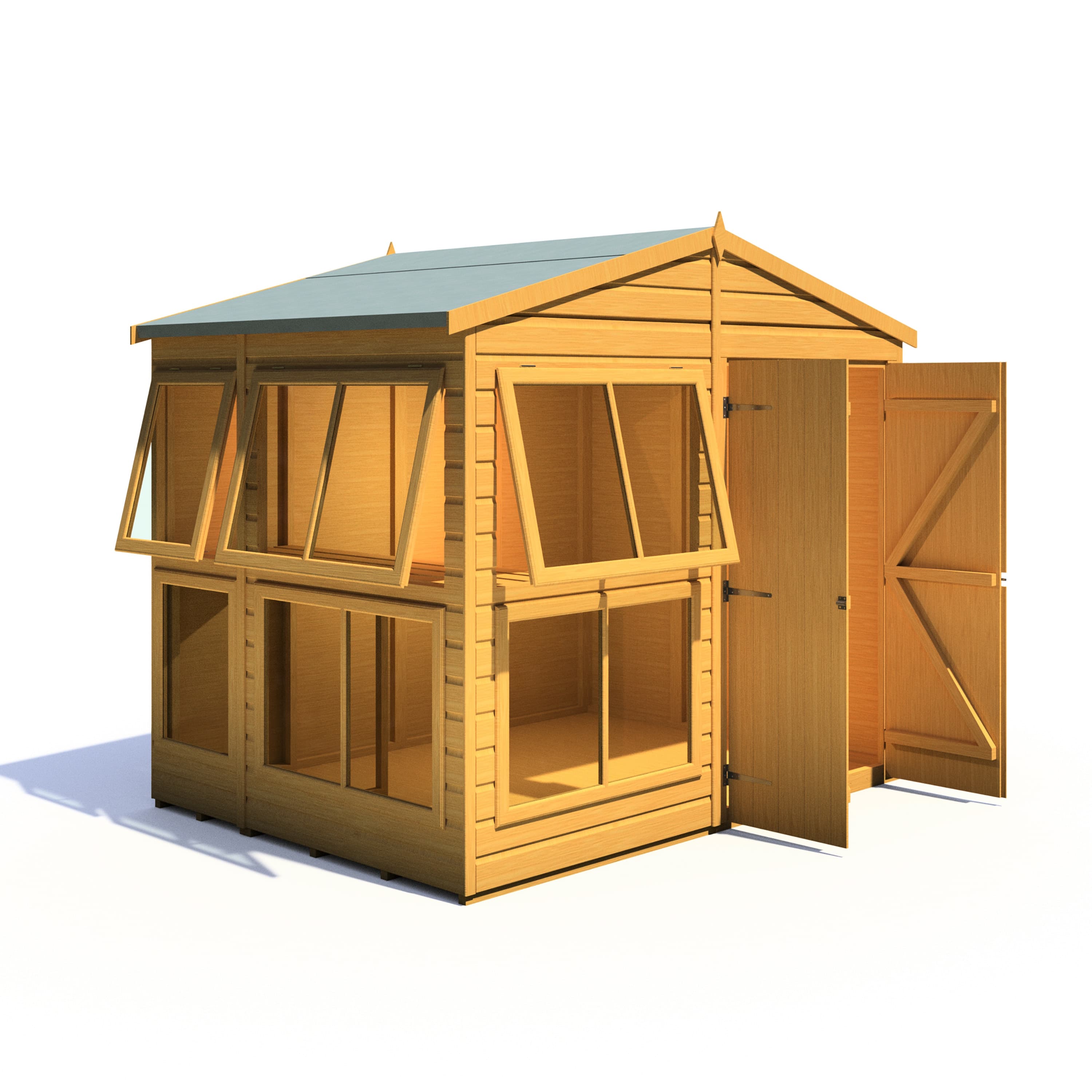 Shire 8x6 Sun Hut Garden Potting Shed with Double Doors