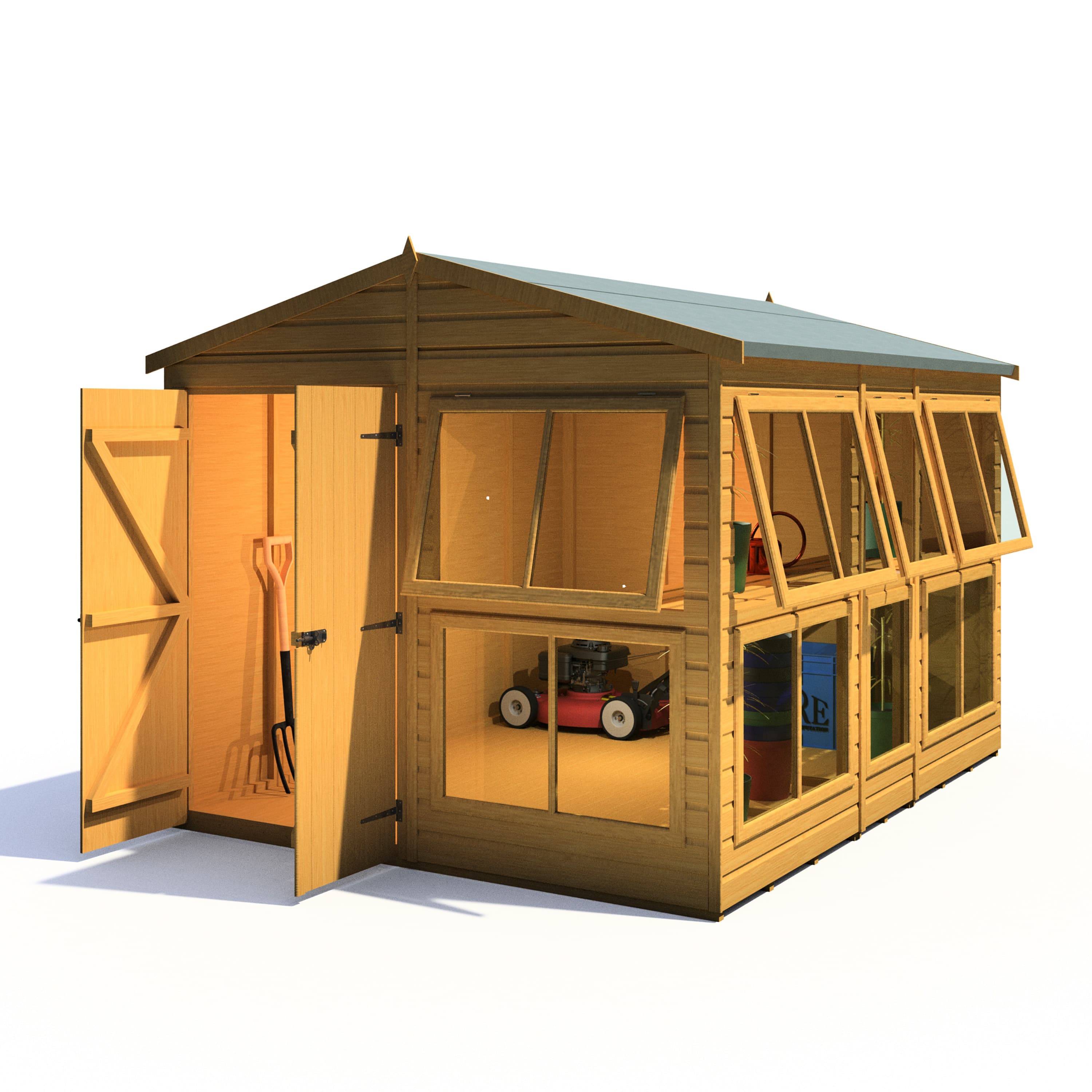 Shire 8x10 Sun Hut Garden Potting Shed with Double Doors