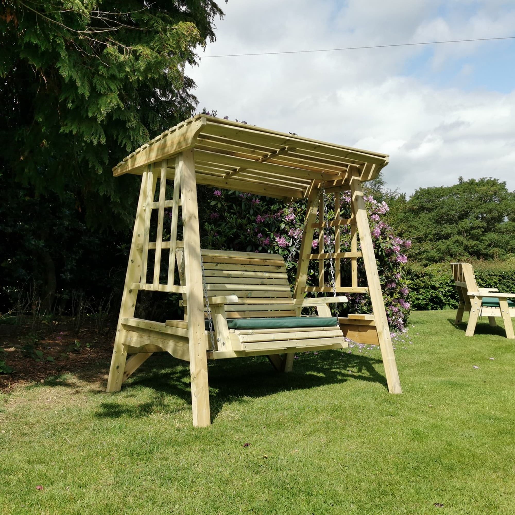 Antoinette 2 Seater Chunky Wooden Garden Swing Seat - Churnet Valley