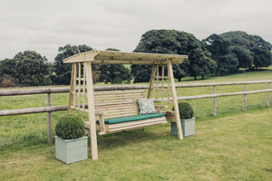 Antoinette 3 Seater Chunky Wooden Garden Swing Seat - Churnet Valley