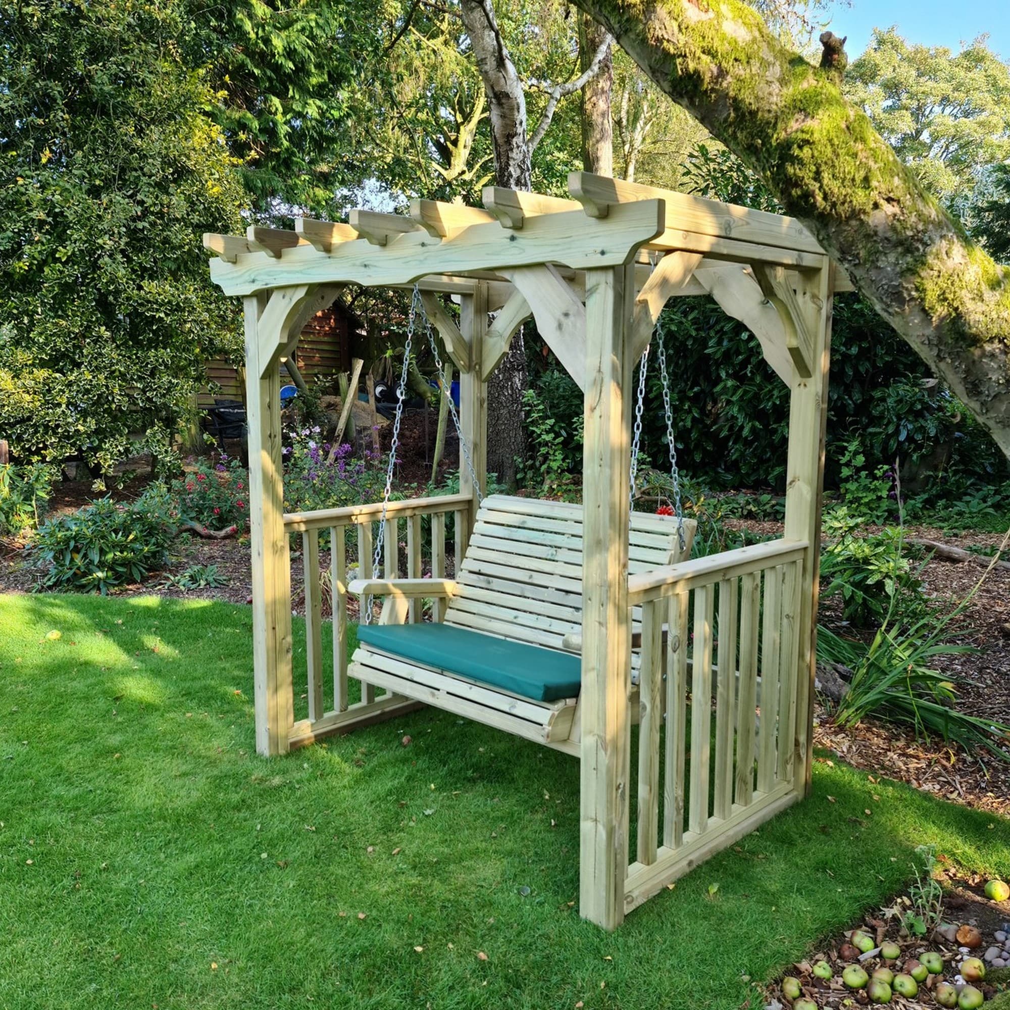 Ophelia 2 Seater Chunky Wooden Garden Swing Seat - Churnet Valley