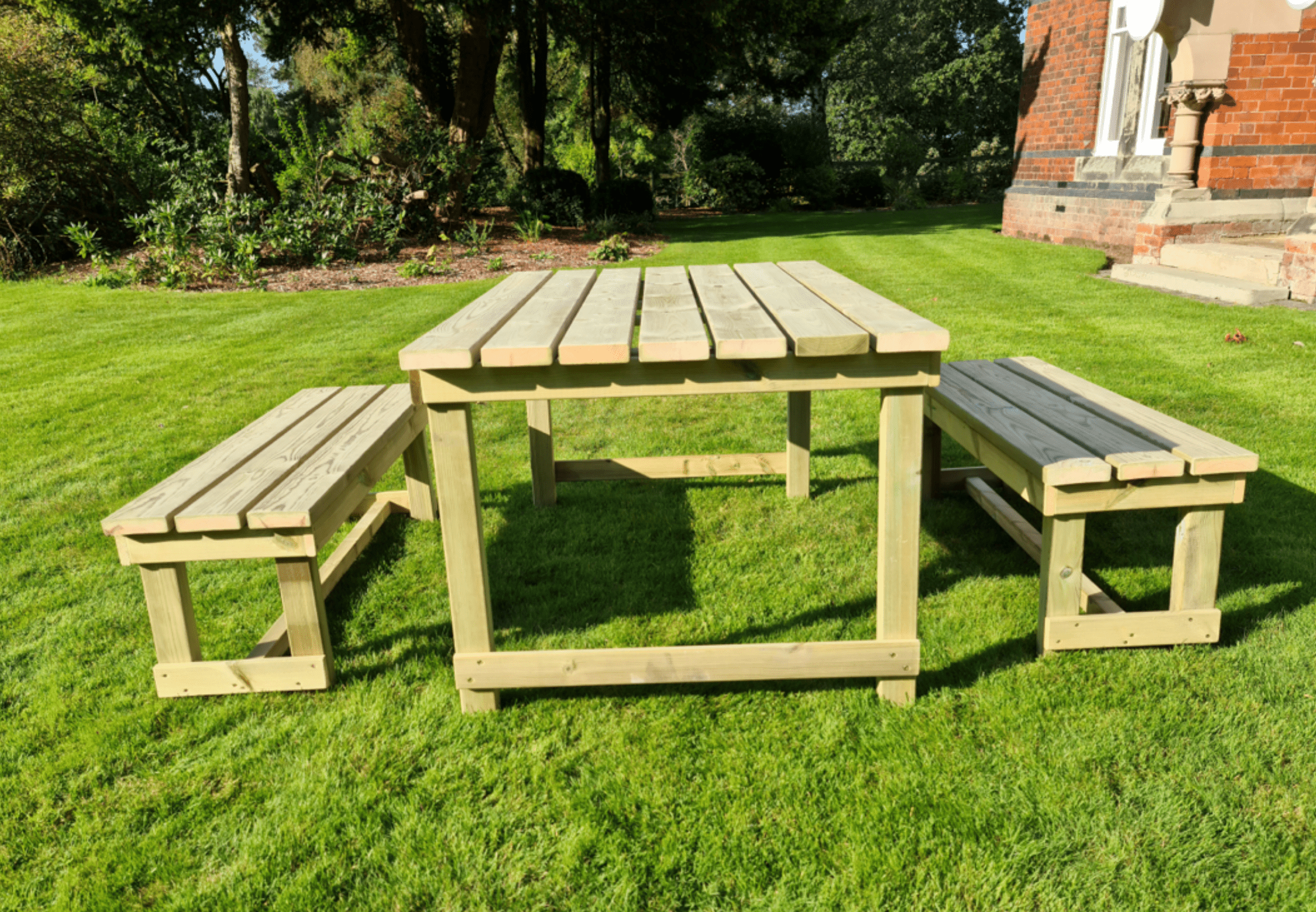 Butchers Chunky Wooden Garden Picnic Table & Benches - Churnet Valley