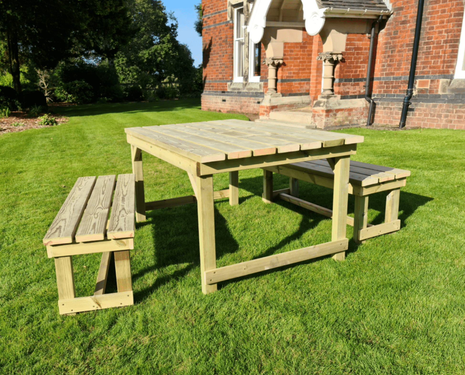 Butchers Chunky Wooden Garden Picnic Table & Benches - Churnet Valley