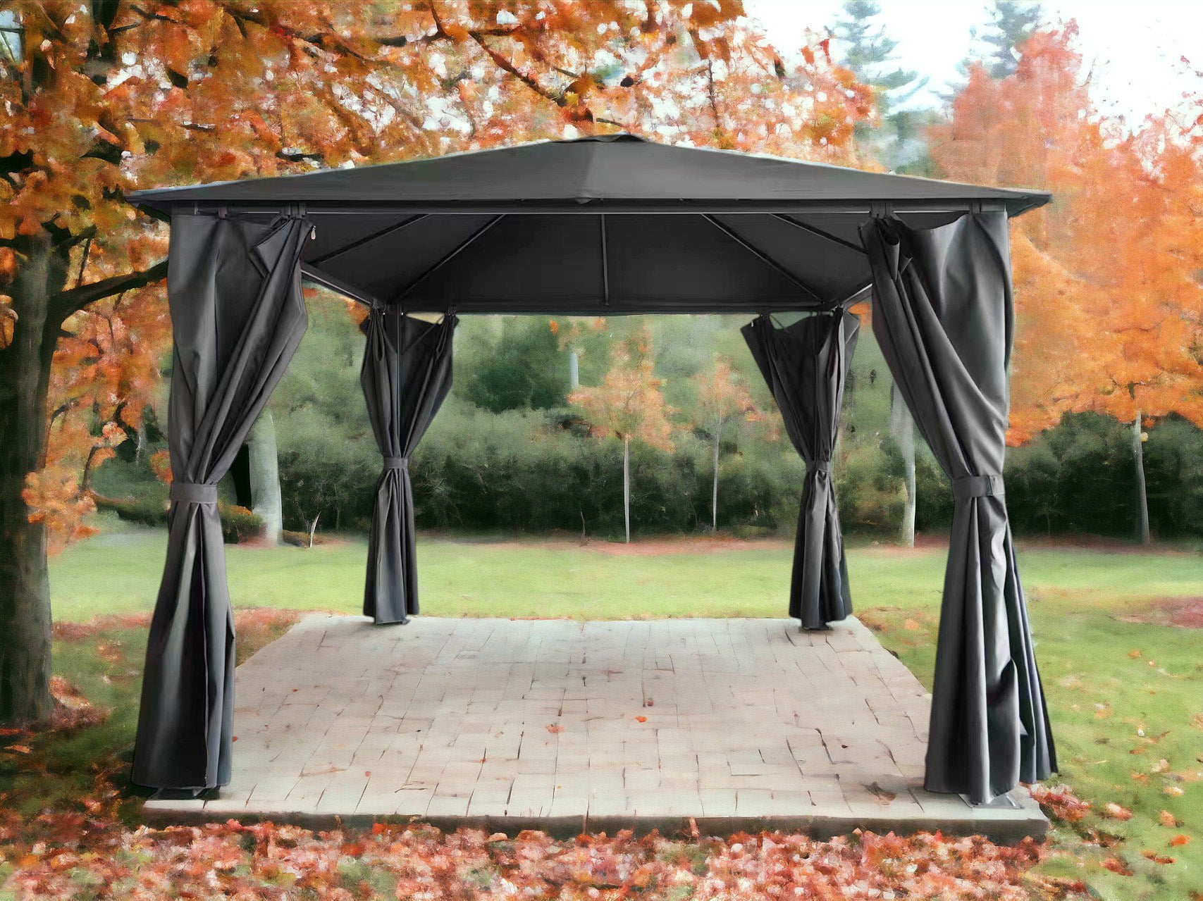 Titan 2.5m x 2.5m Grey Steel Frame Gazebo & Pergola with Curtain Sides