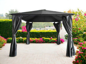 Titan 2.5m x 2.5m Grey Steel Frame Gazebo & Pergola with Curtain Sides