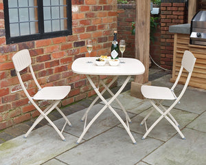 Venice Metal Garden Bistro Set with 70cm Square Table - Champagne