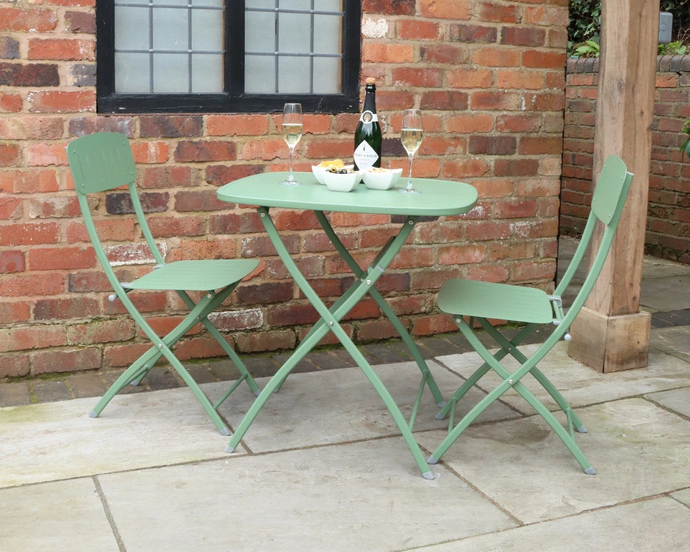 Venice Metal Garden Bistro Set with 70cm Square Table - Olive