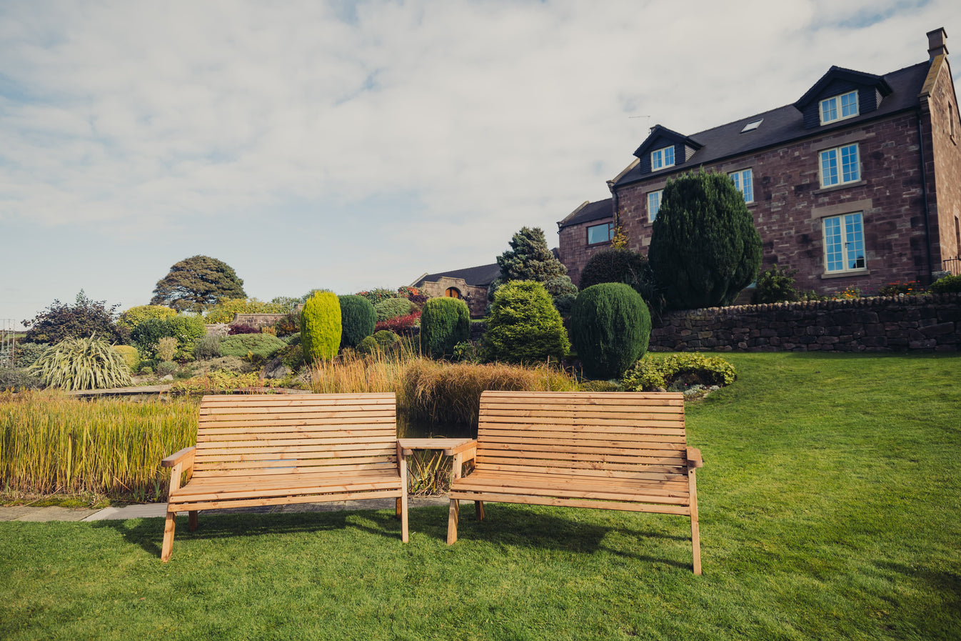 Valley 6 Seat Wooden Garden Love Seat & Double Bench