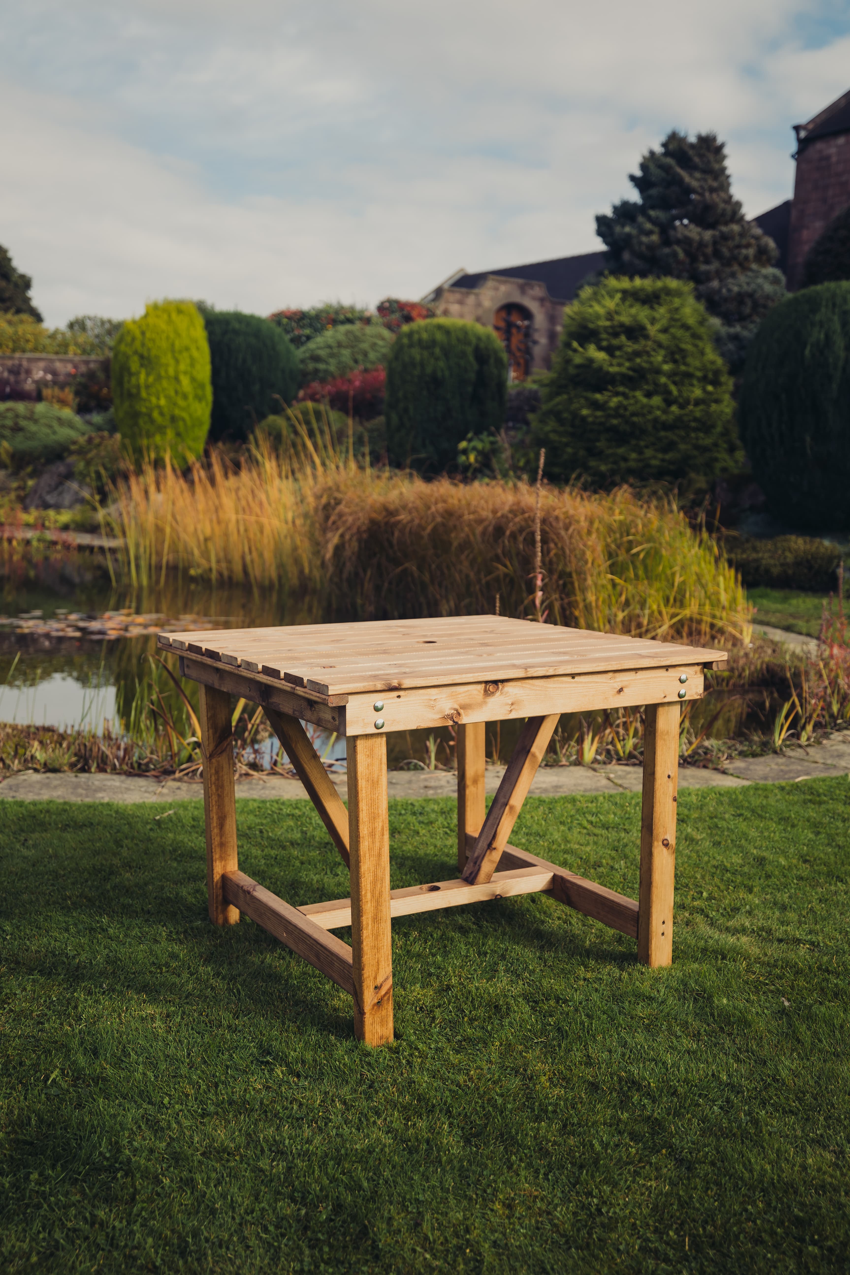 Valley 99cm Chunky Wooden Garden Dining Table - Churnet Valley