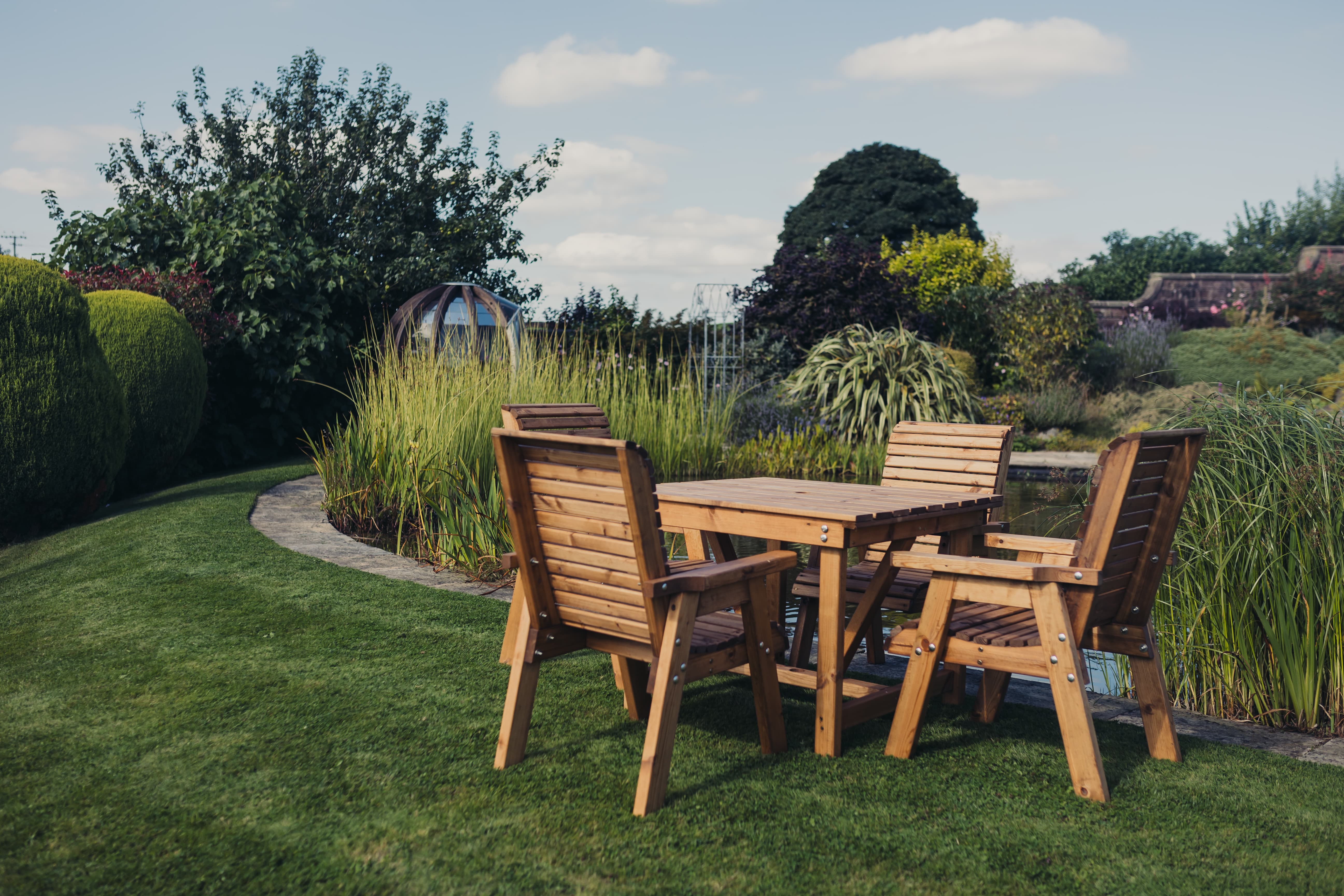 Valley 4 Seater Chunky Wooden Garden Dining Set - Churnet Valley