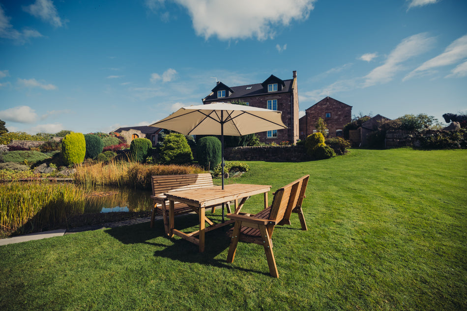 Valley 4 Seat Wooden Garden Dining Set with Double Bench