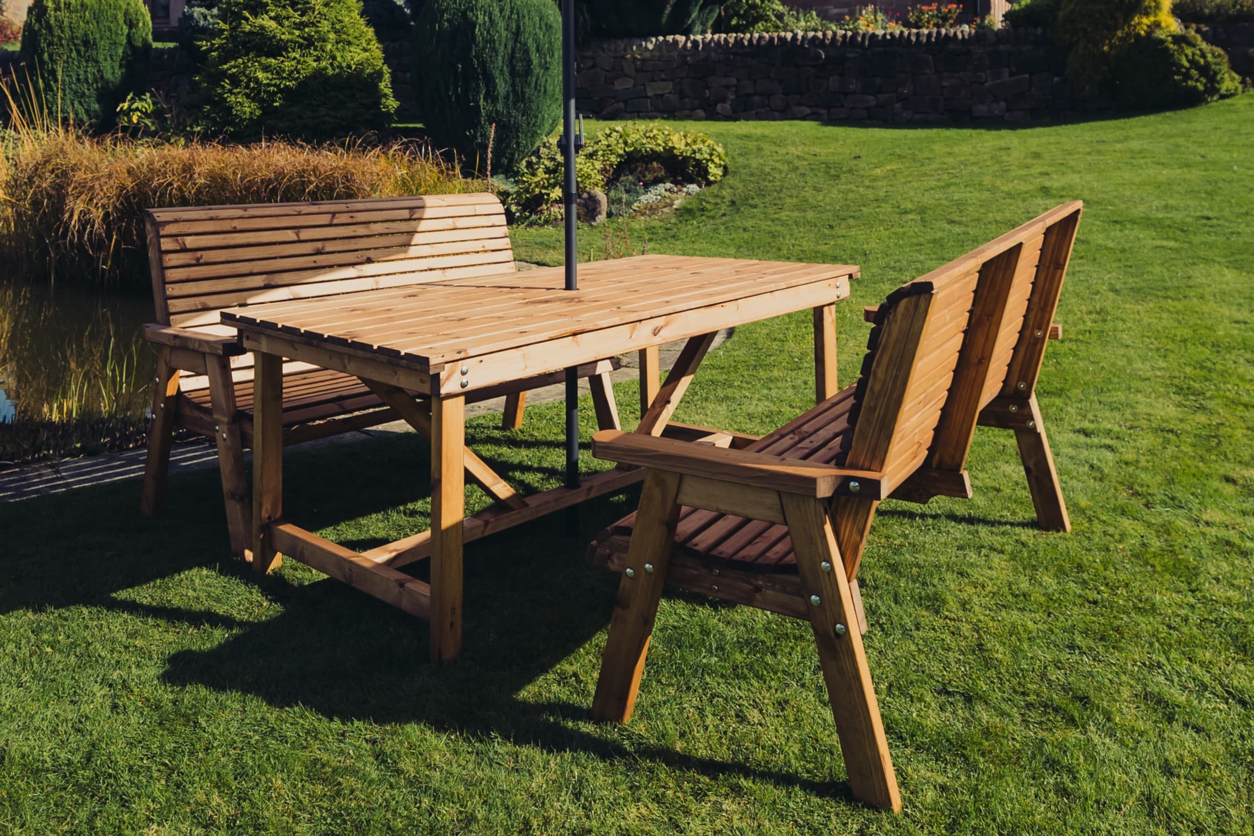 Valley 4 Seat Wooden Garden Dining Set with Double Bench