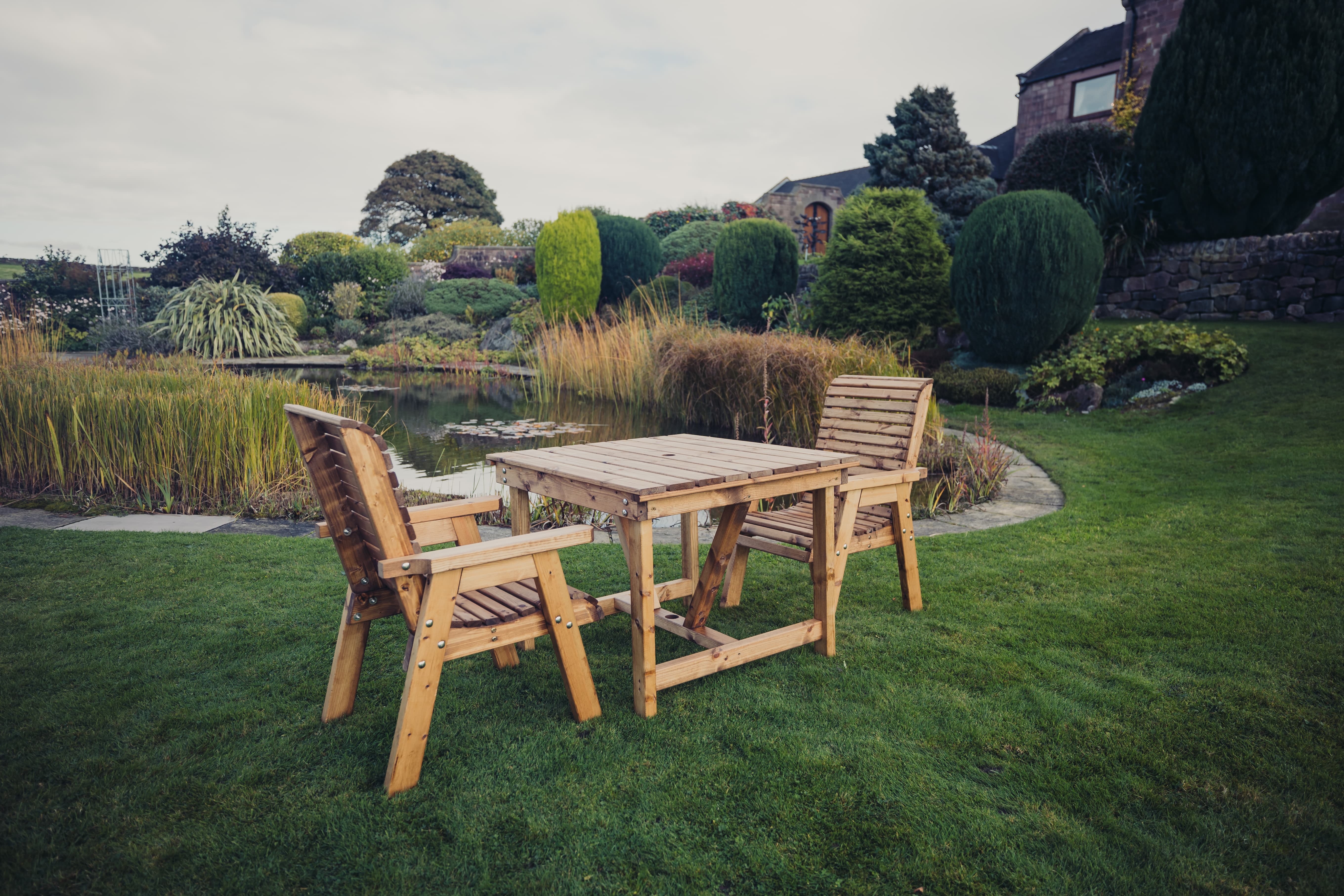 Valley 2 Seat Chunky Wooden Garden Bistro Set - Churnet Valley