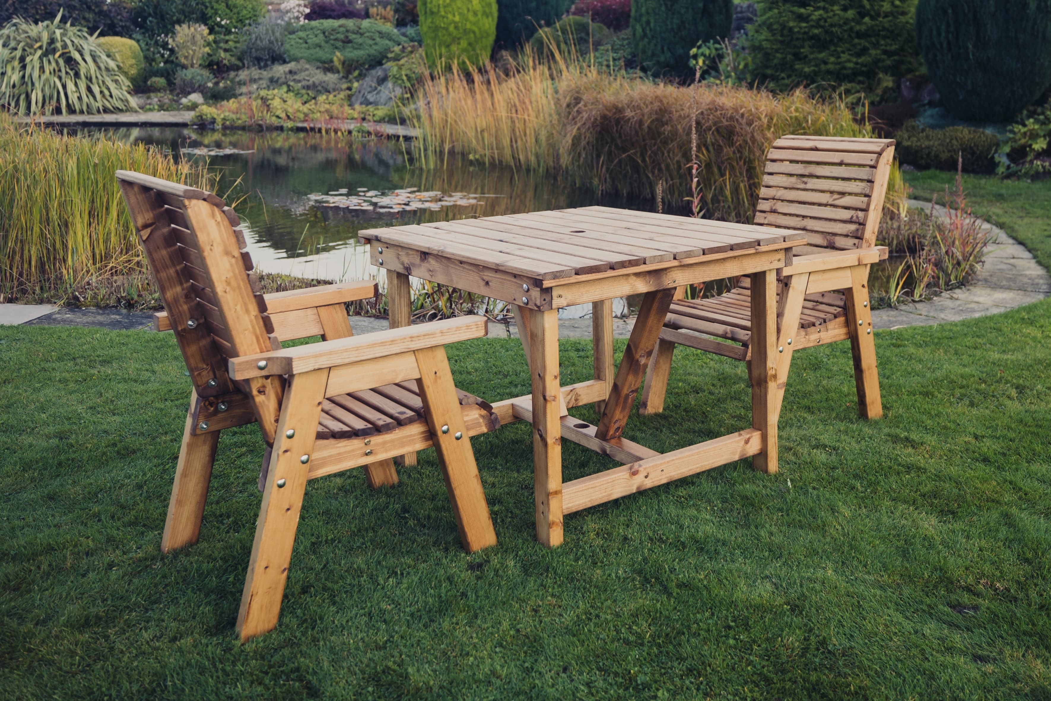 Valley 2 Seat Chunky Wooden Garden Bistro Set - Churnet Valley