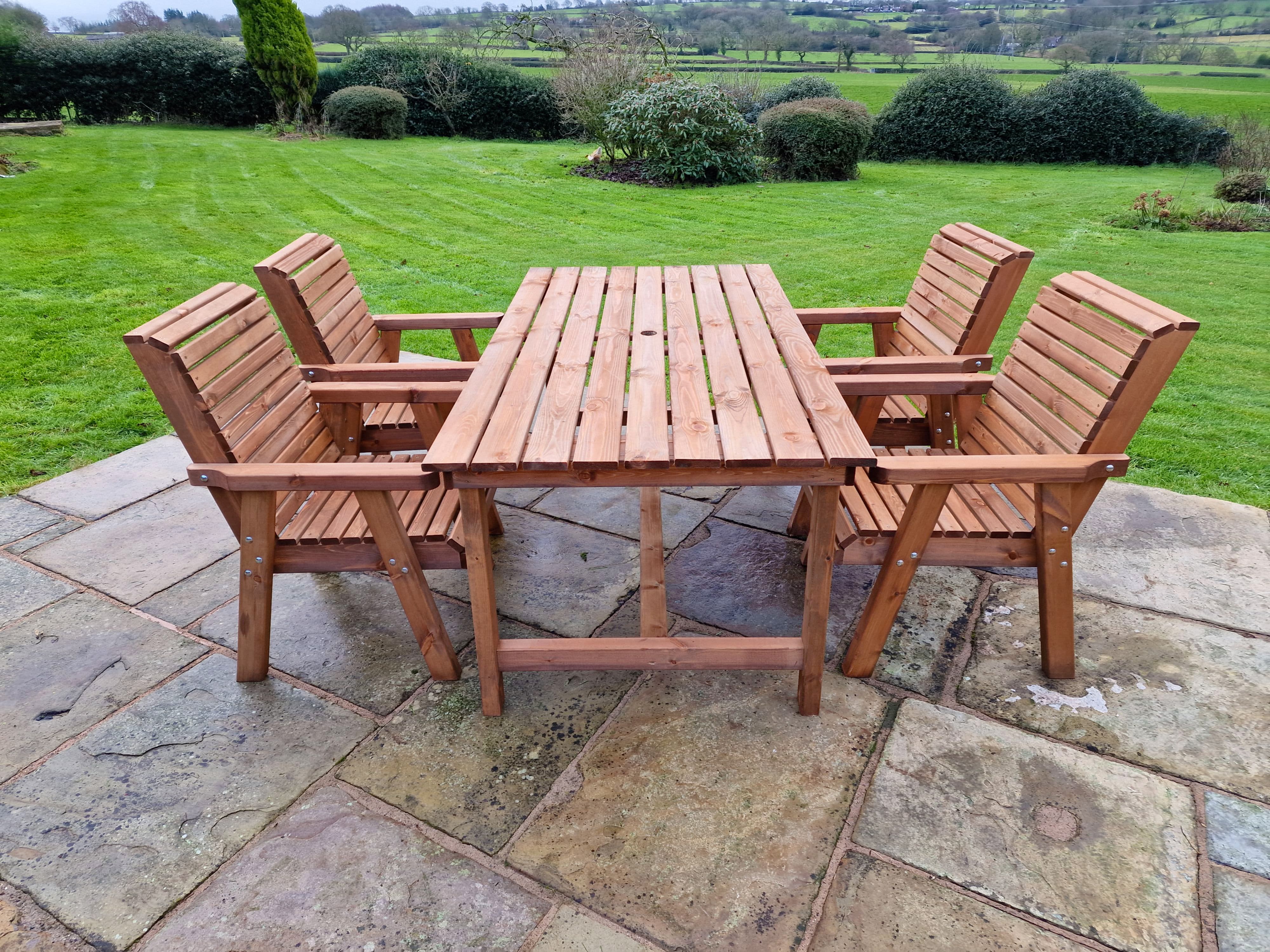 Valley 4 Seat Chunky Wooden Dining 180cm Table Set - Churnet Valley