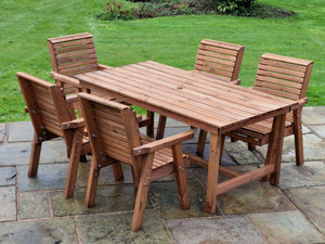 Valley 5 Seat Chunky Wooden Garden Dining 180cm Table Set - Churnet Valley