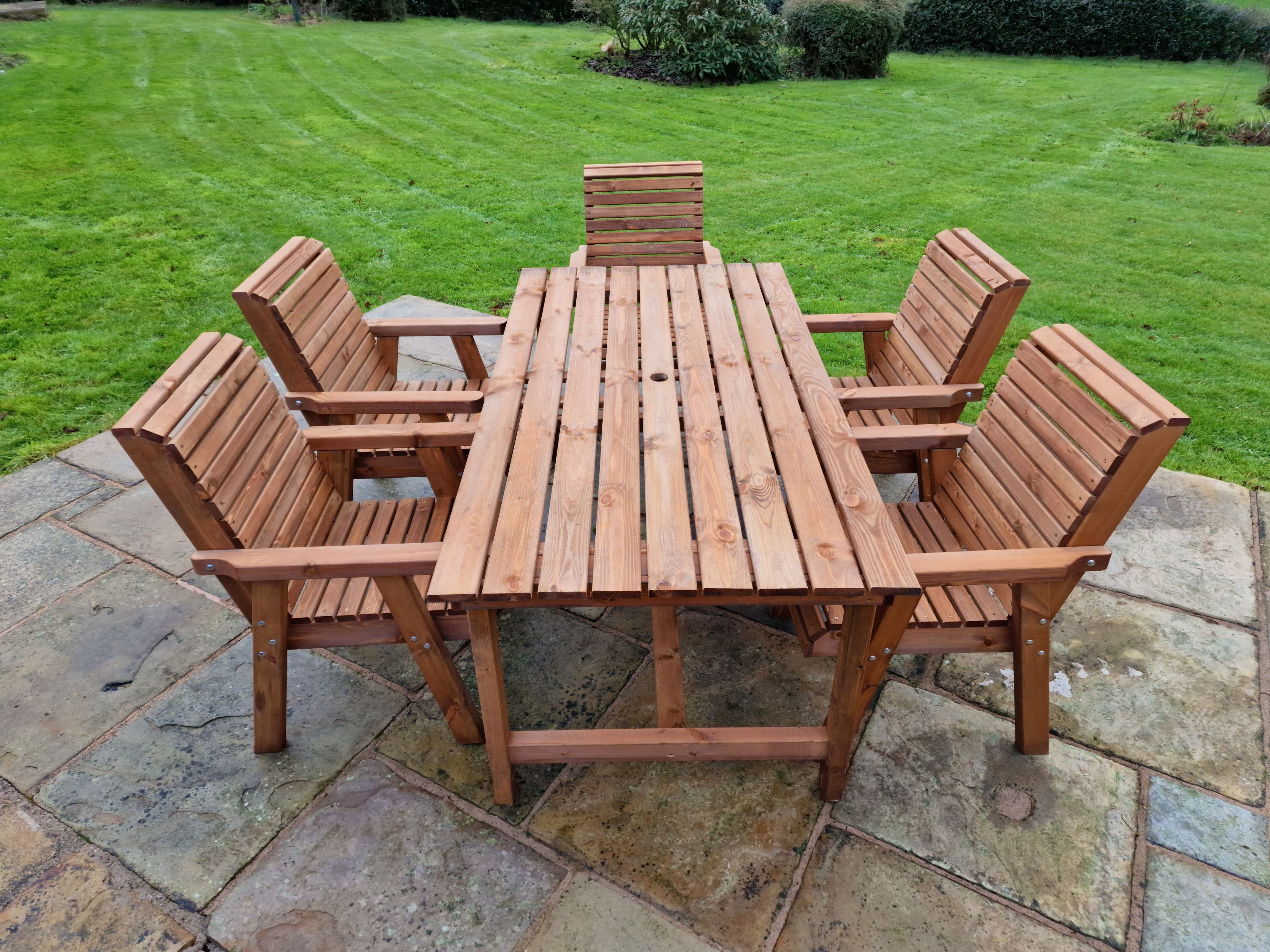 Valley 5 Seat Chunky Wooden Garden Dining 180cm Table Set - Churnet Valley