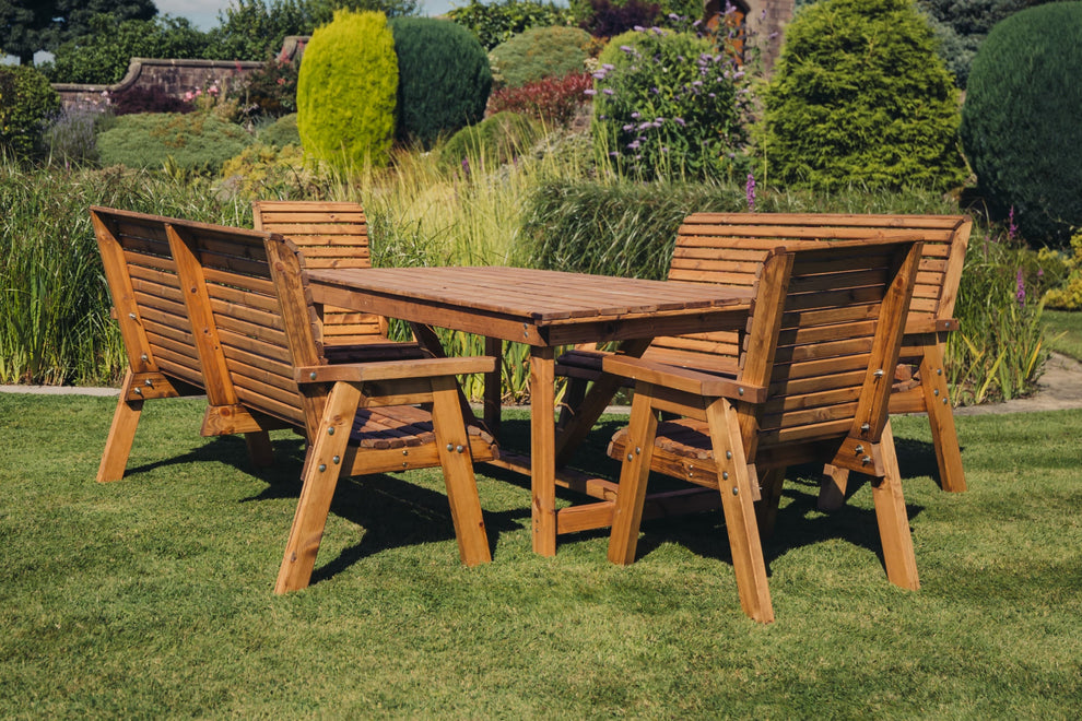 Valley 8 Seat Chunky Wooden Garden Dining Set on grass