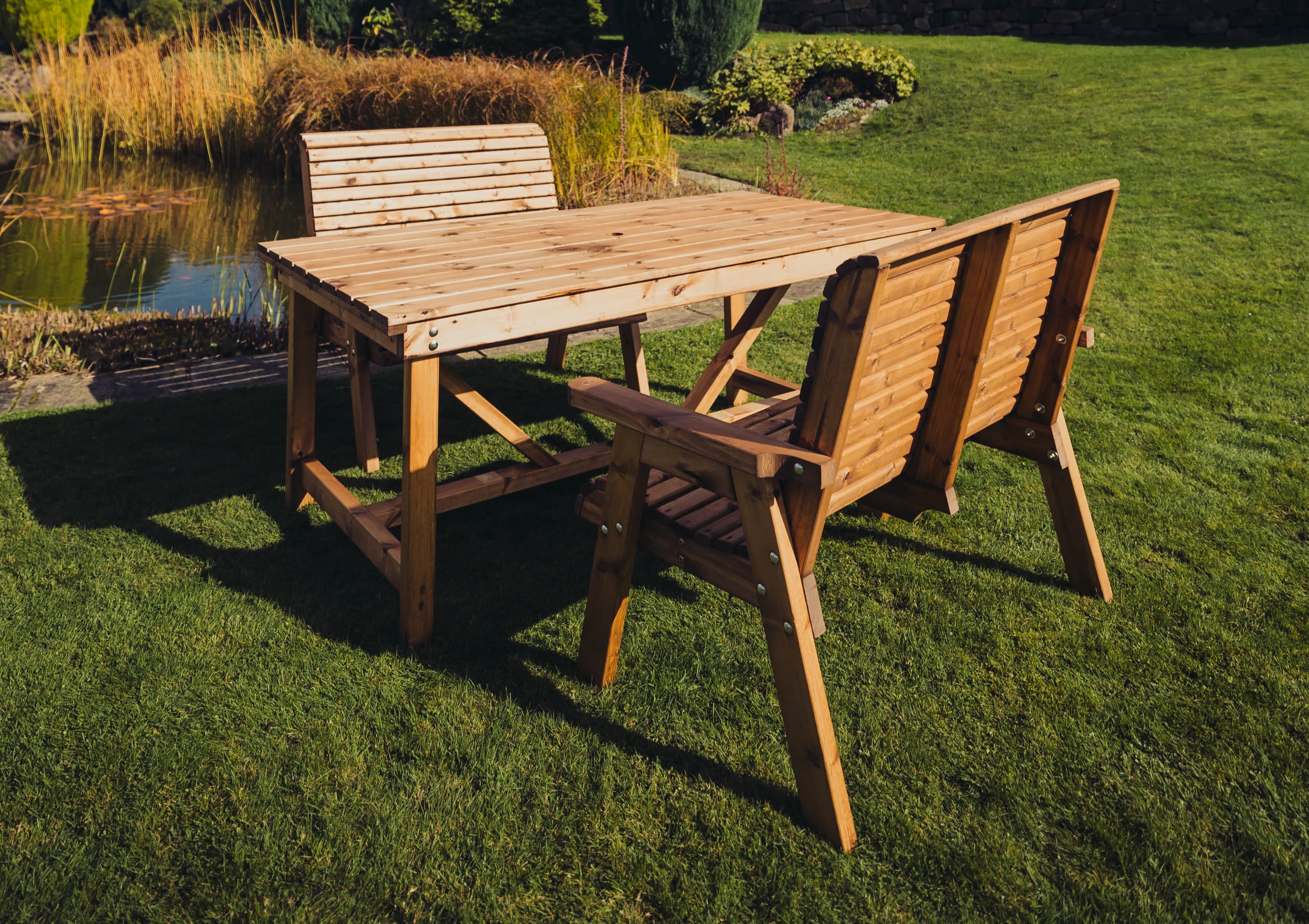 Valley 4 Seat Double Bench Wooden Garden Dining Set - Churnet Valley