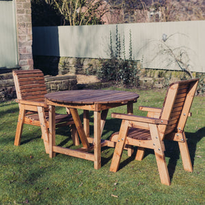 Valley Chunky Wooden Round Table Garden Bistro Set - Churnet Valley