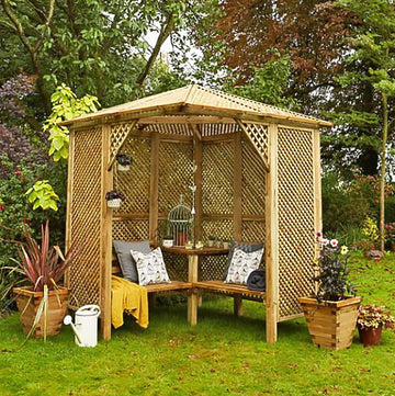 Shire Valencia Corner Pressure Treated Garden Arbour