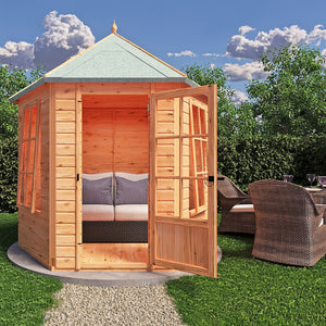 Welwick Hexagonal 8x7 Large Wooden Garden Summerhouse