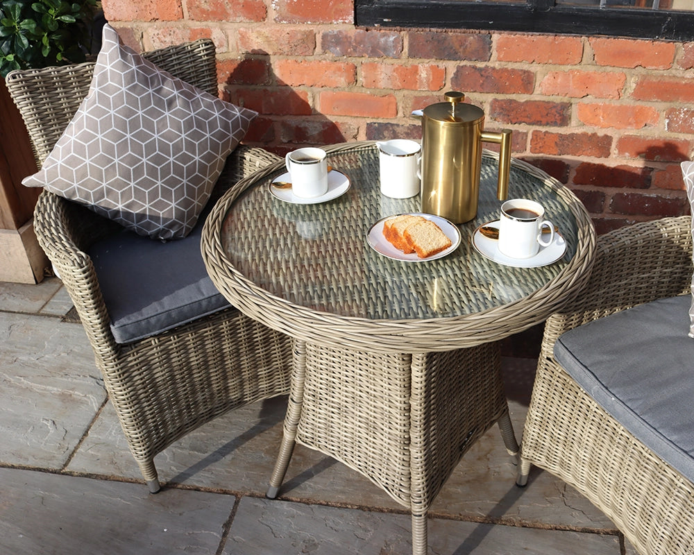 Wentworth Rattan Round Carver Table Garden Bistro Set with Cushions