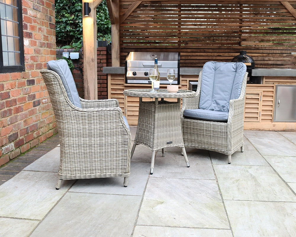 Wentworth Rattan Highback Comfort Round Garden Bistro Set with Cushions