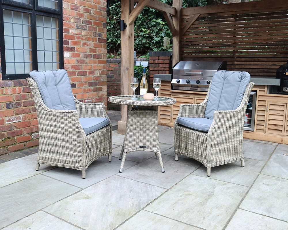 Wentworth Rattan Highback Comfort Round Garden Bistro Set with Cushions