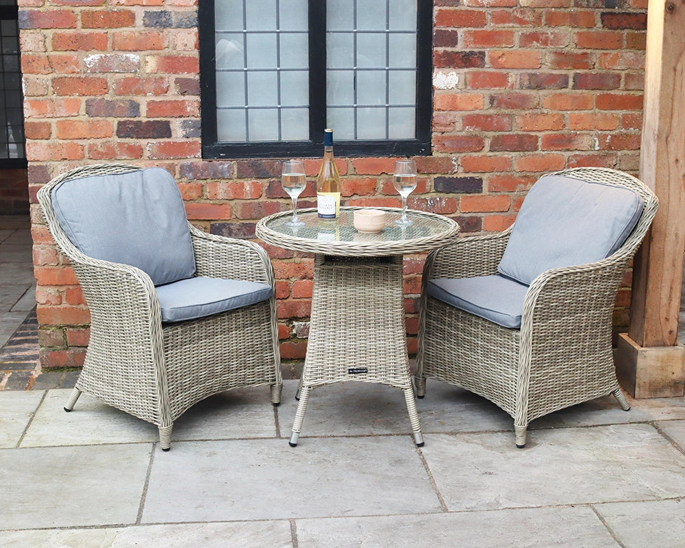 Wentworth Rattan Round Imperial Garden Bistro Set with 2 Chairs & Cushions