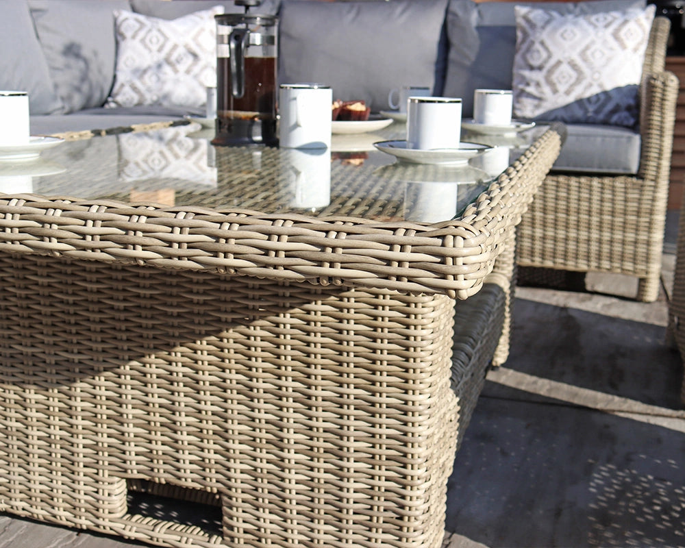 Wentworth Rattan Deluxe Modular Corner Lounge Set with 2 Stools & Height Adjustable Table