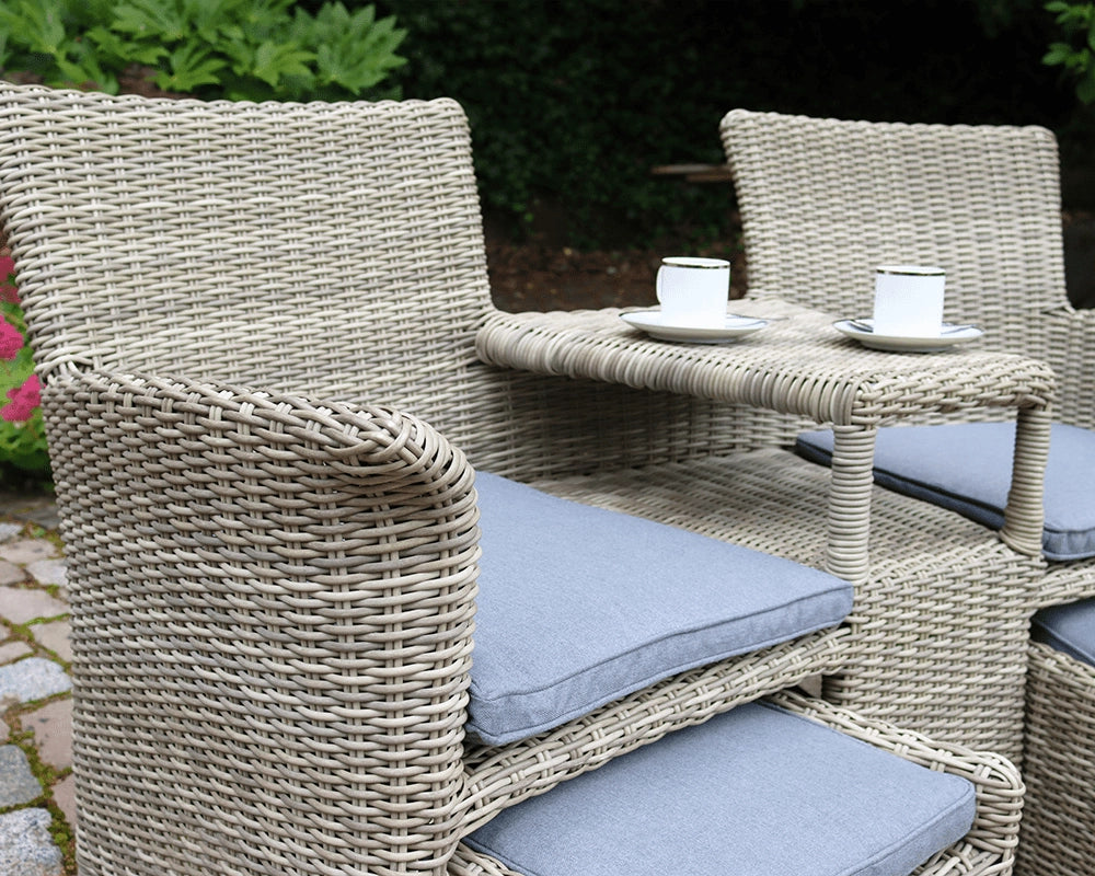 Wentworth Rattan Garden Lounge Sets with 2 Chairs, 2 Footstools & Cushions