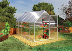 Mythos Aluminium Frame 6ft x 10ft Silver Polycarbonate Greenhouse - Canopia by Palram