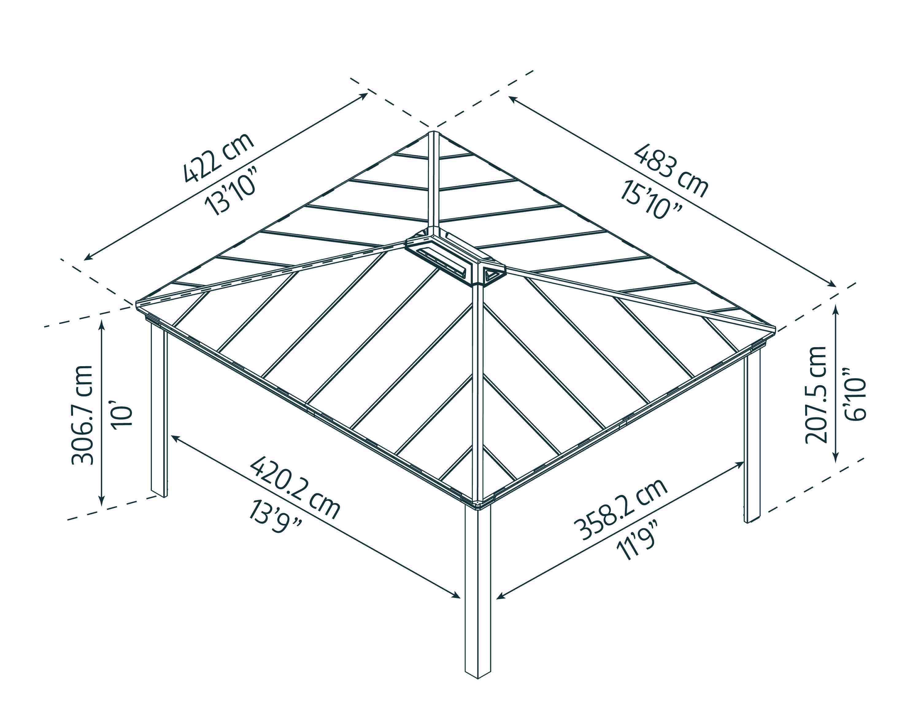 Dallas 14ft x 16ft Aluminium Grey Gazebo & Pergola Kit - Canopia by Palram