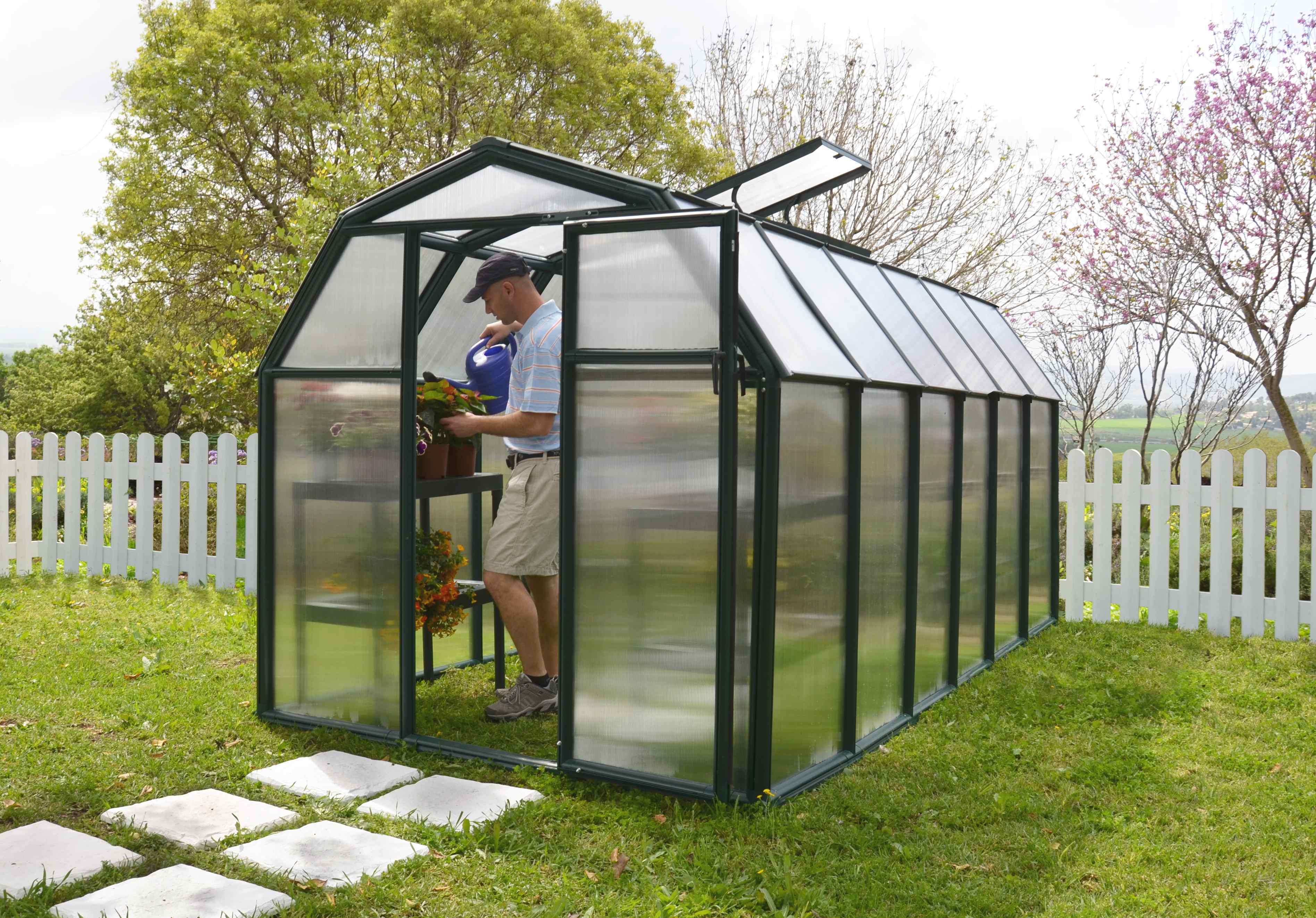 Rion EcoGrow Resin Frame 6ft x 12ft Polycarbonate Greenhouse 