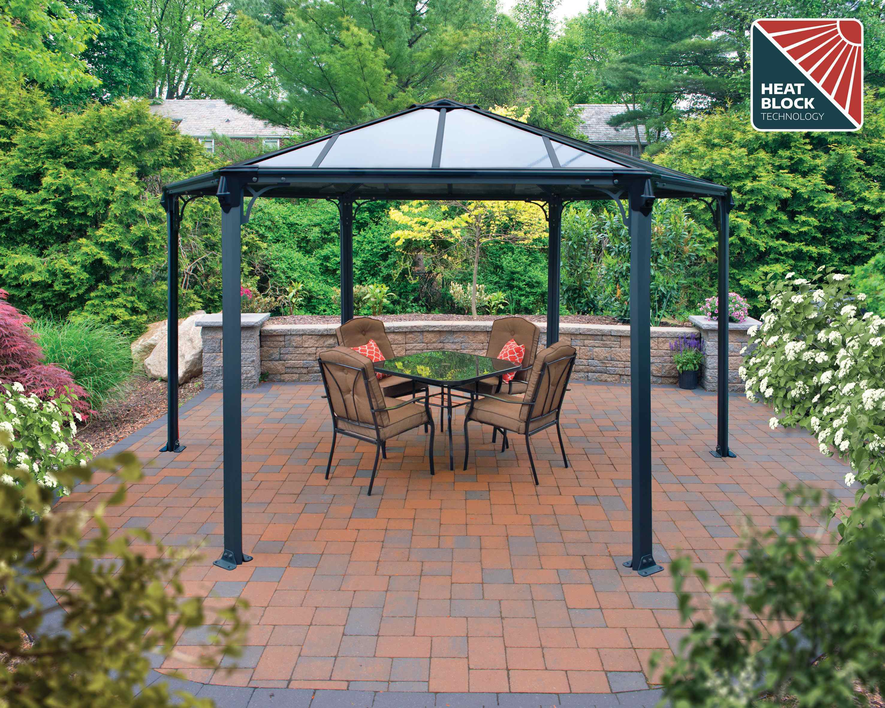 Monaco Hexagonal Aluminium Grey Garden Gazebo & Pergola - Canopia by Palram