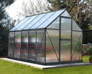 Mythos Aluminium Frame 6ft x 10ft Grey Polycarbonate Greenhouse - Canopia by Palram