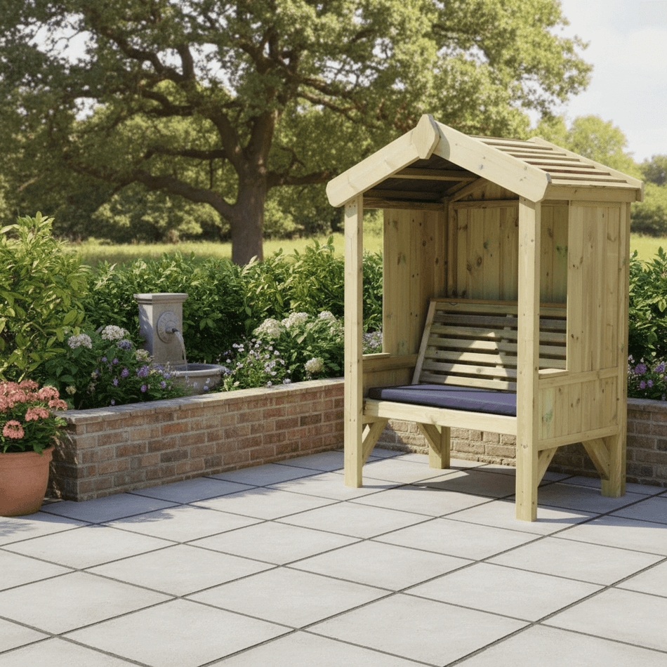 Cottage 2 Seater Fully Enclosed Chunky Wooden Garden Arbour - Churnet Valley