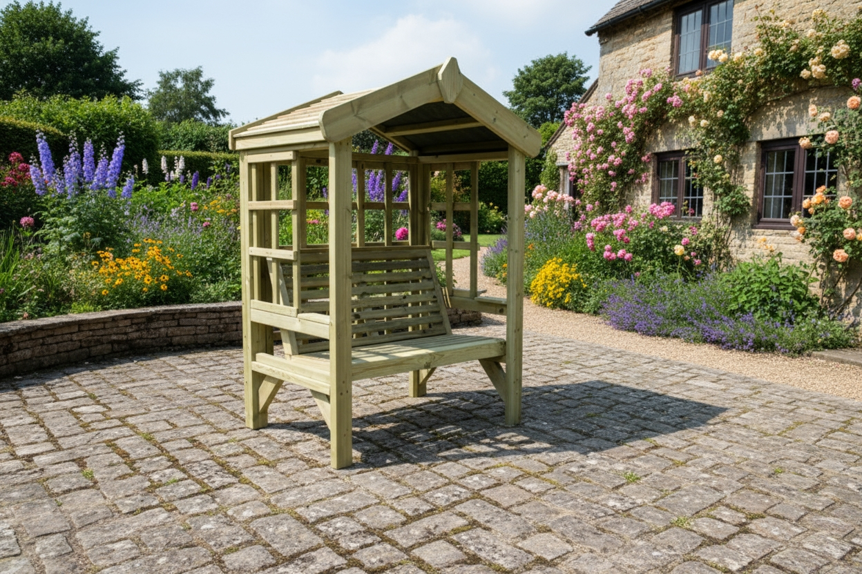 Cottage 2 Seater Trellis Chunky Wooden Garden Arbour - Churnet Valley