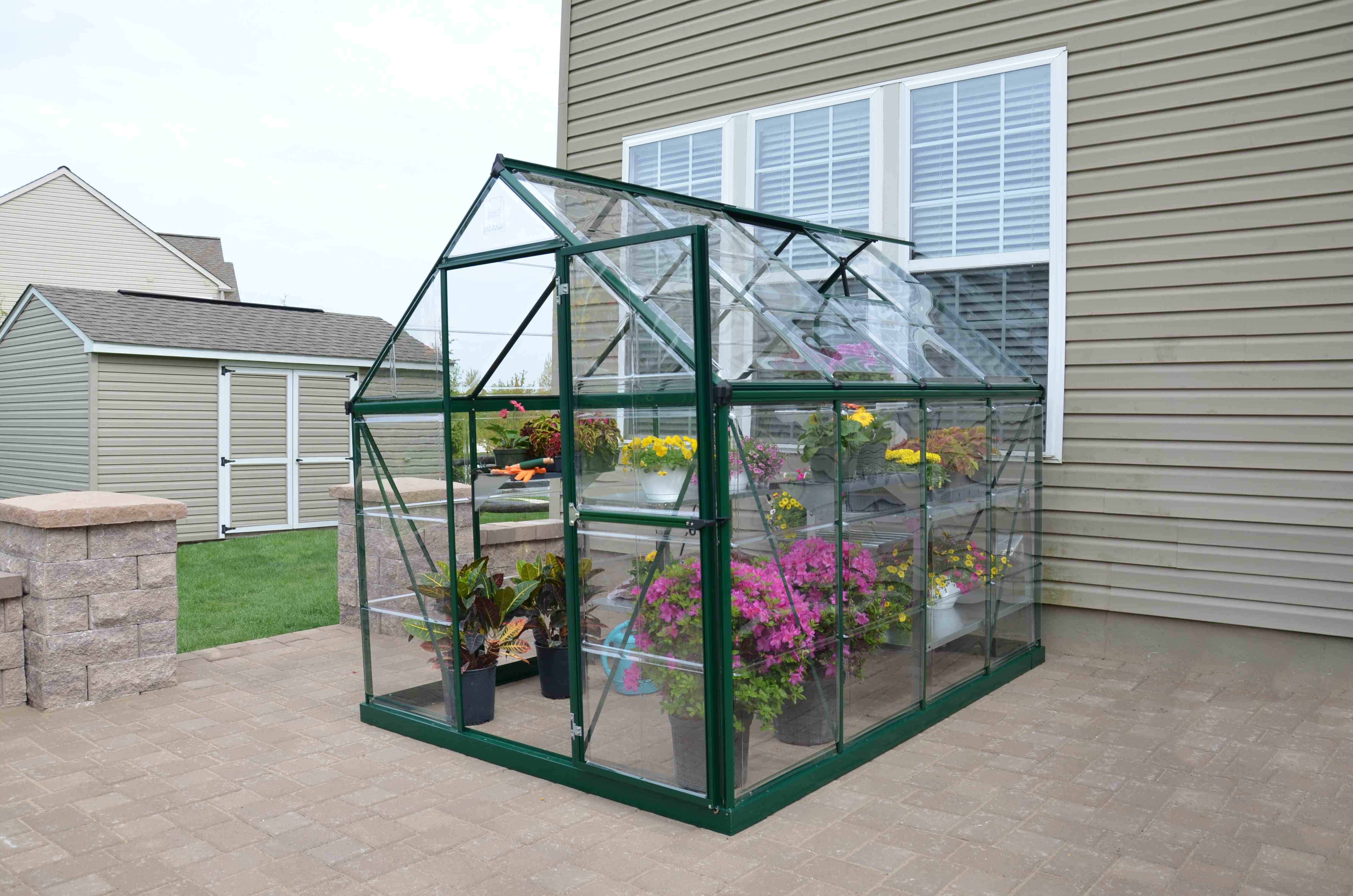 Harmony Aluminium Frame 6ft x 8ft Polycarbonate Greenhouse in Green - Canopia by Palram