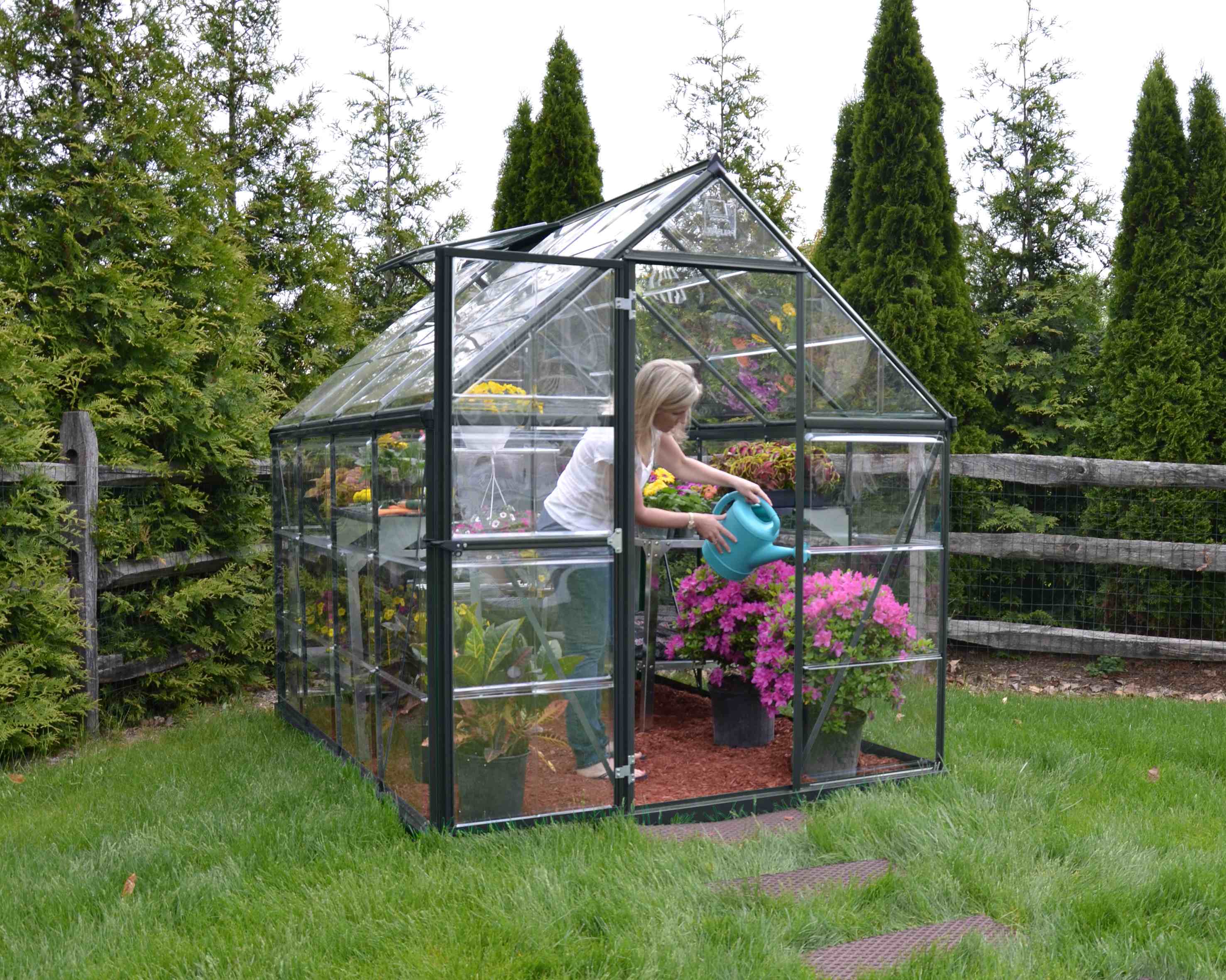 Harmony Aluminium Frame 6ft x 8ft Polycarbonate Greenhouse in Grey - Canopia by Palram