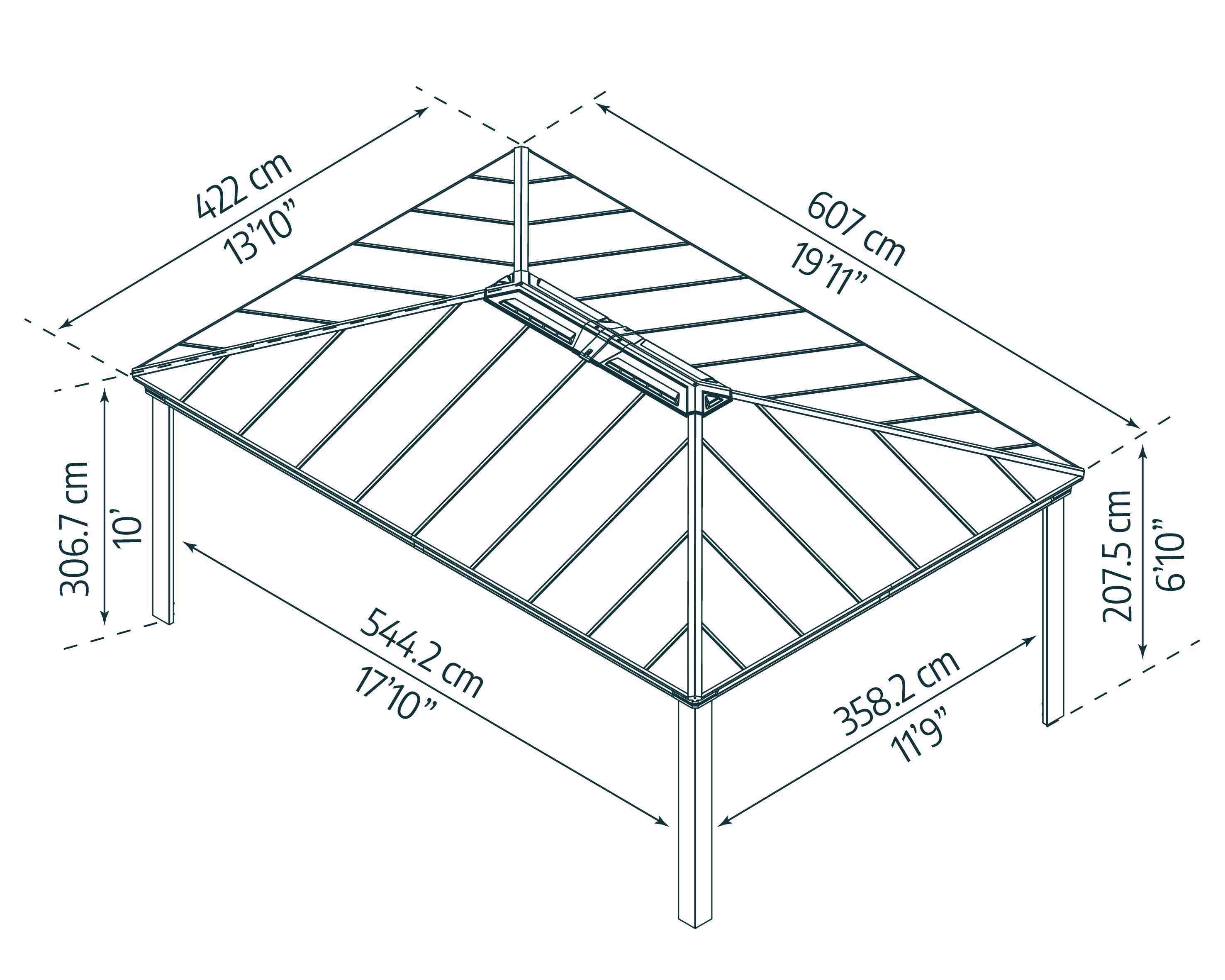 Dallas 14ft x 20ft Aluminium Grey Gazebo & Pergola Kit - Canopia by Palram