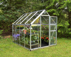 Harmony Aluminium Frame 6ft x 8ft Polycarbonate Greenhouse in Silver - Canopia by Palram