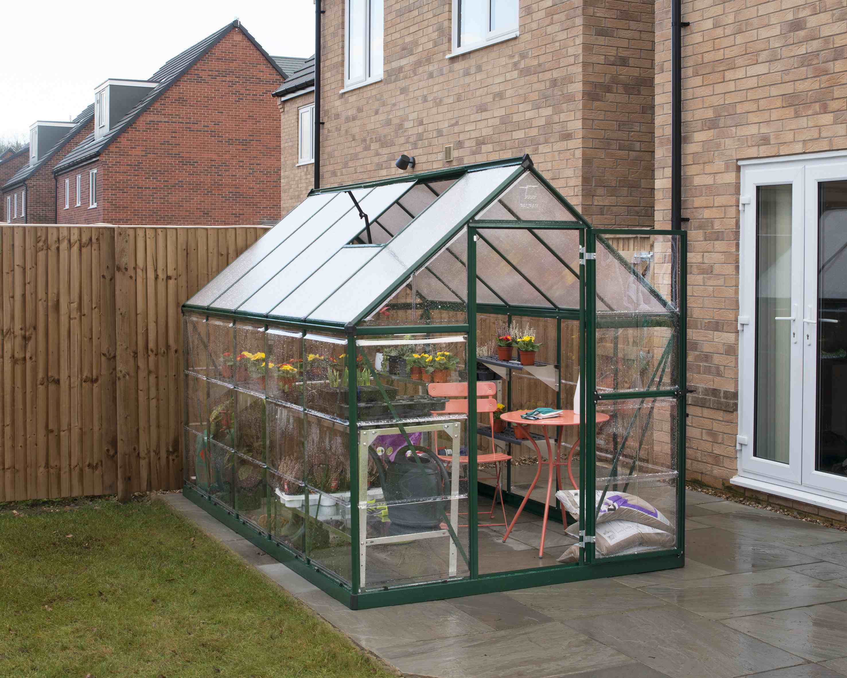Hybrid Aluminium Frame 6ft x 10ft Green Polycarbonate Greenhouse - Canopia by Palram