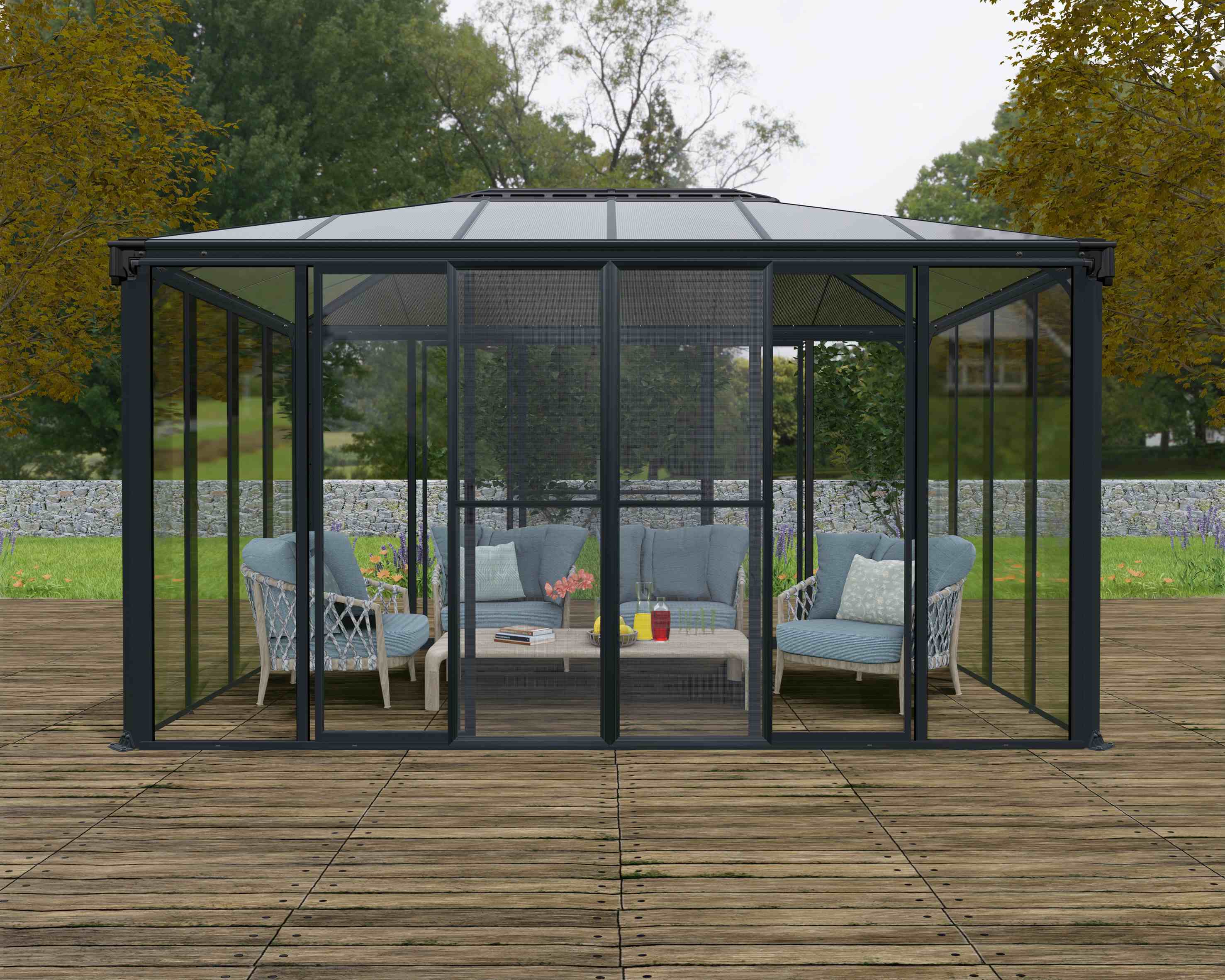 Ledro 4300 Enclosed Aluminium Grey Gazebo & Pergola - Canopia by Palram