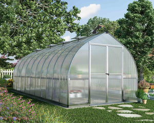 Bella Aluminium Frame 8ft x 20ft Polycarbonate Greenhouse in Silver - Canopia by Palram