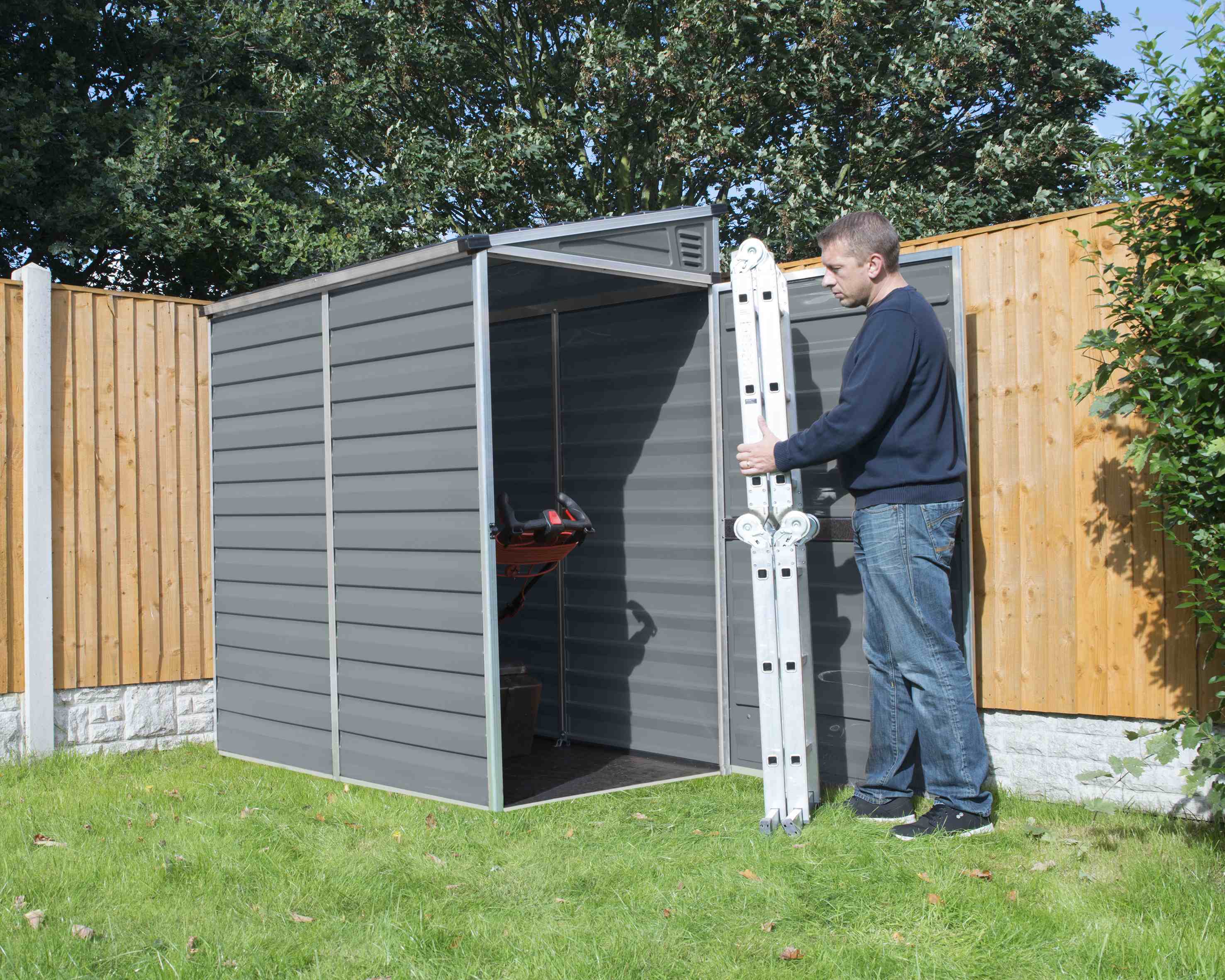 SkyLight Plastic 4x6 Dark Grey Pent Garden Shed - Canopia by Palram