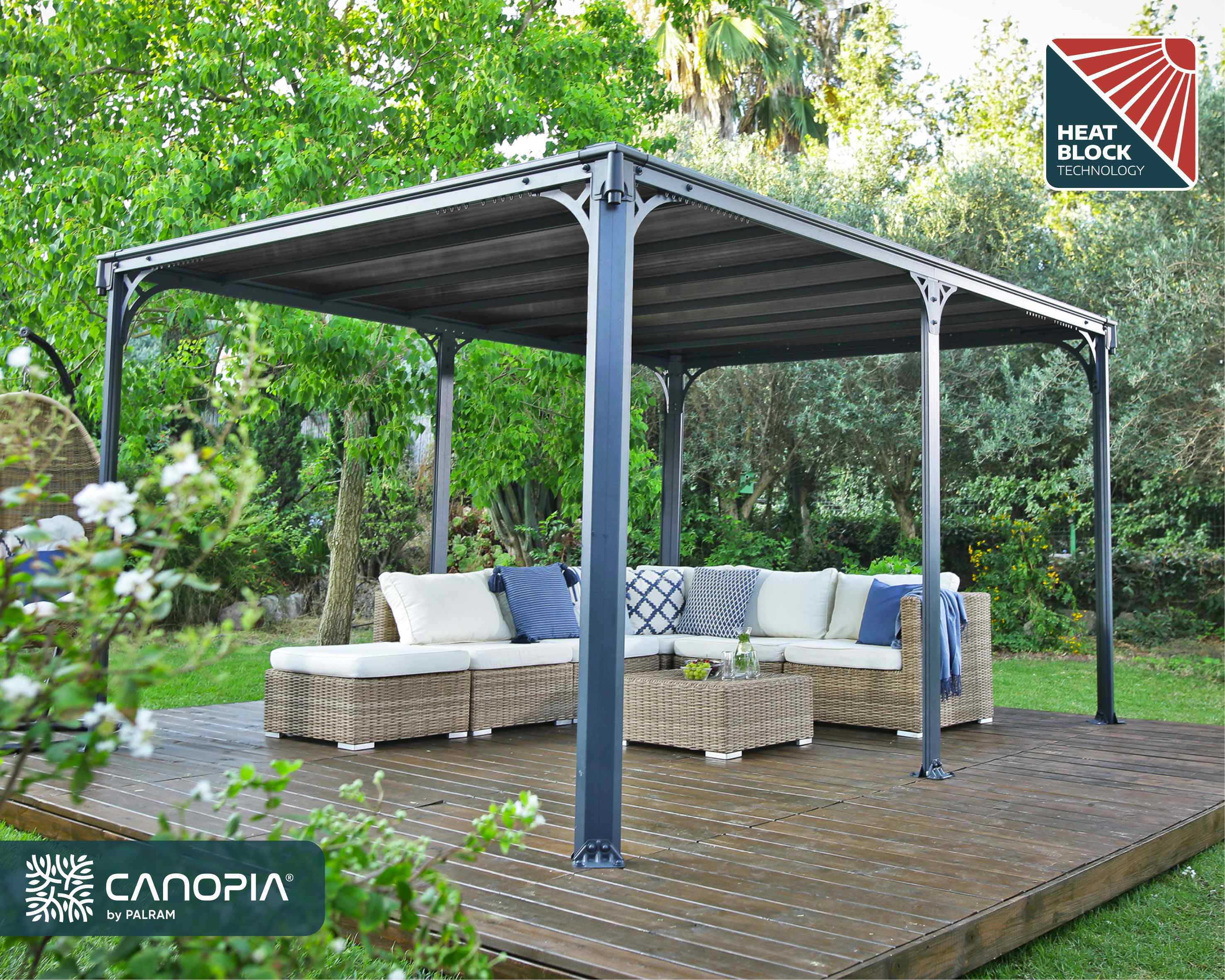 Milano 4300 Aluminium Grey Gazebo & Pergola - Canopia by Palram