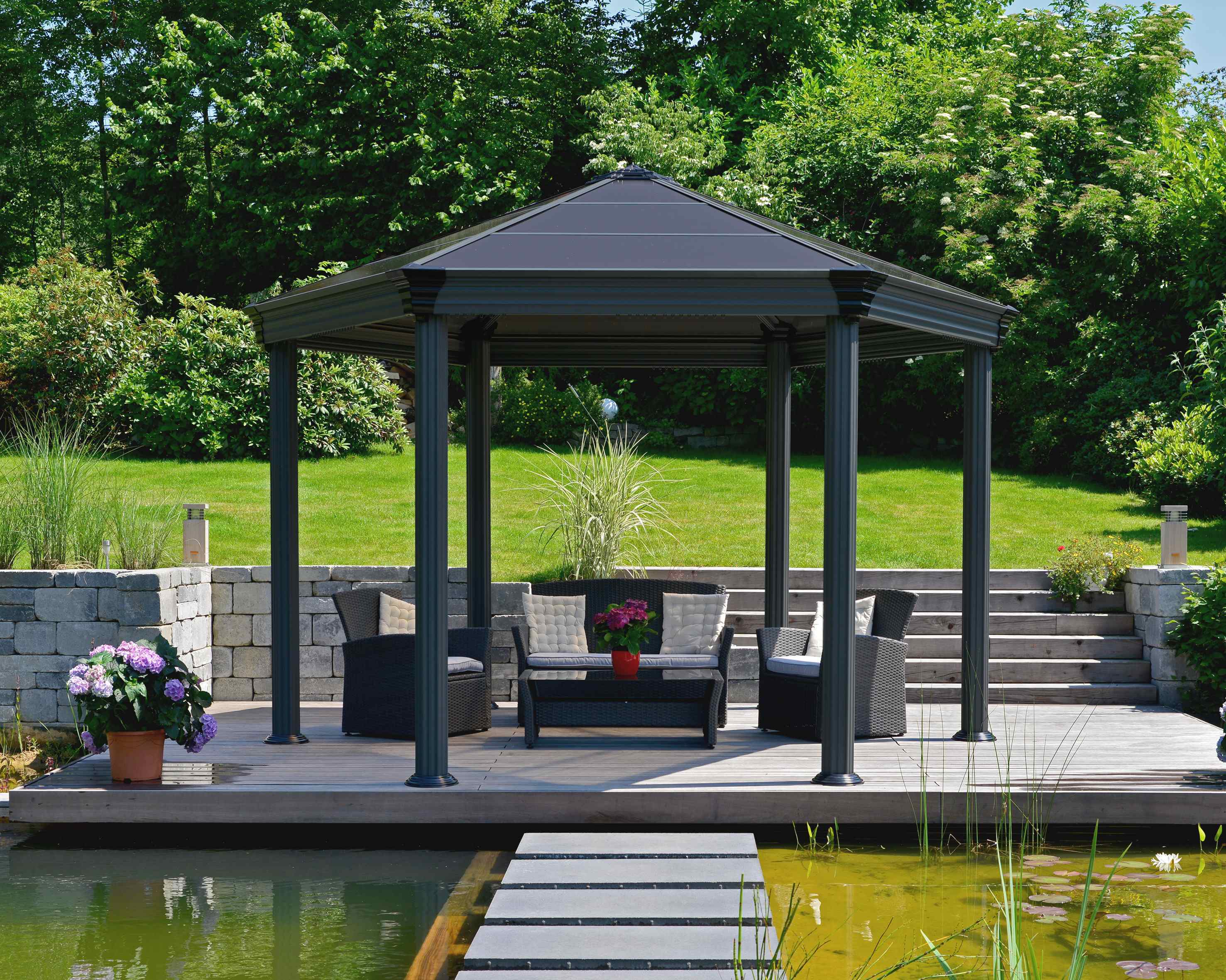 Roma Hexagonal Aluminium Grey Gazebo & Pergola - Canopia by Palram