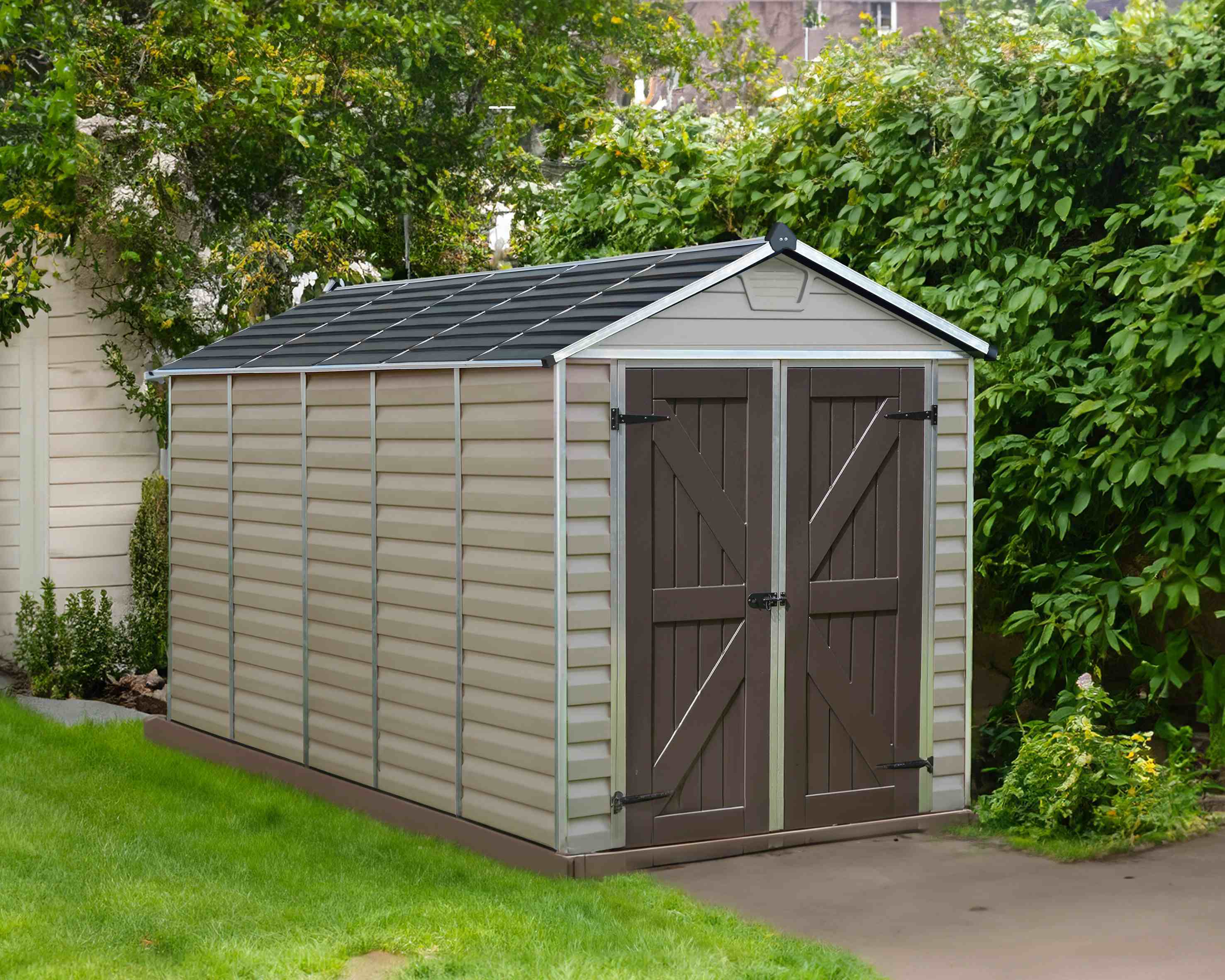 SkyLight Plastic 6x12 Dark Tan Apex Garden Shed - Canopia by Palram